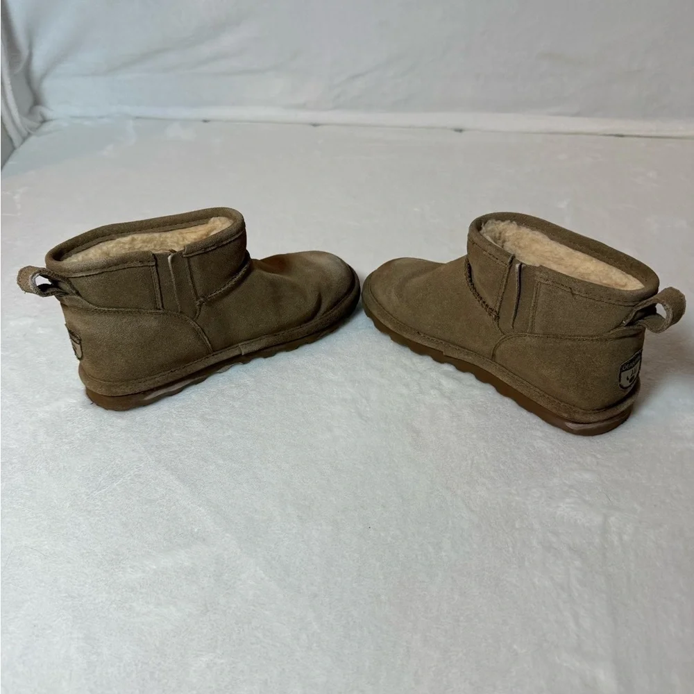 Bear paw Brown Suede Ankle Boots with Shearling Lining